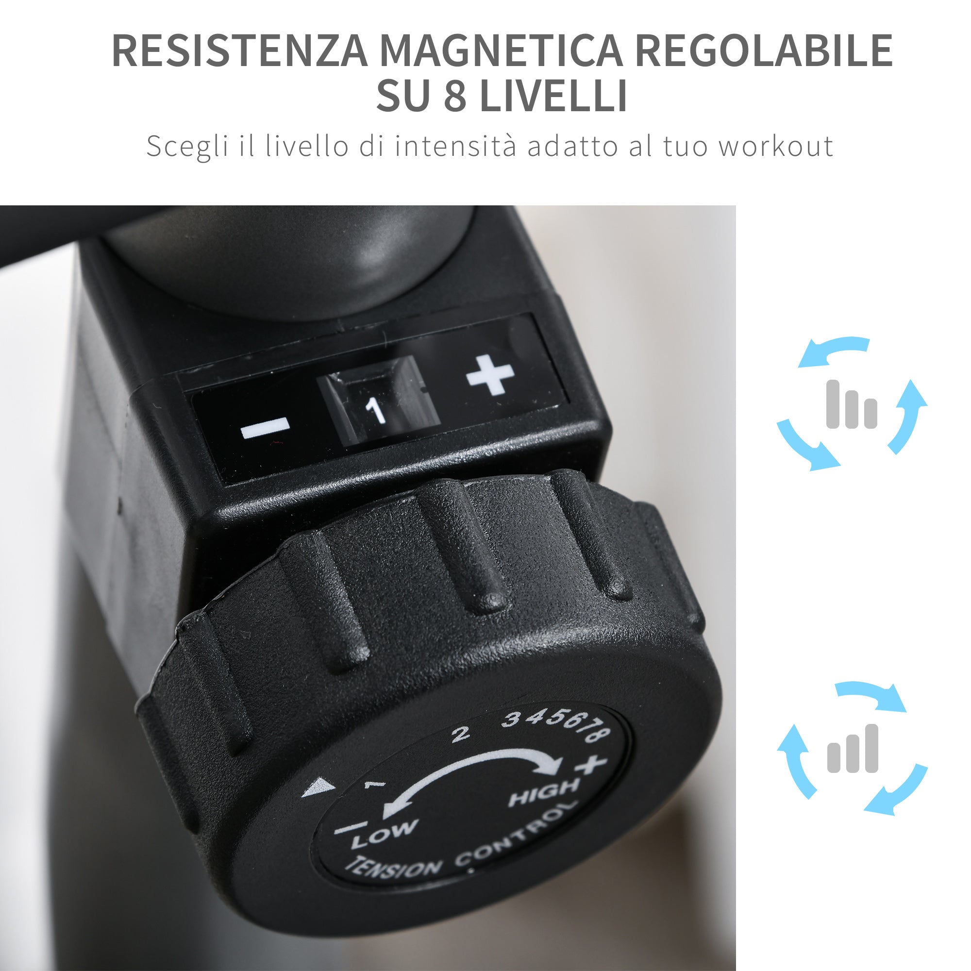 Easycomfort Cyclette Orizzontale with Seduta Regolabile, 8 Resistenze e Monitor LCD, 121.5-136x62.5x98cm, Grigio