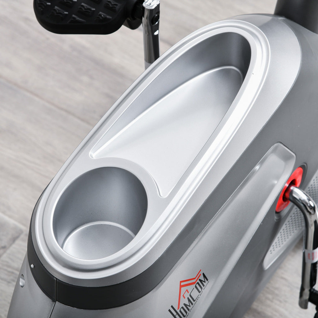 Easycomfort Cyclette Orizzontale with Seduta Regolabile, 8 Resistenze e Monitor LCD, 121.5-136x62.5x98cm, Grigio