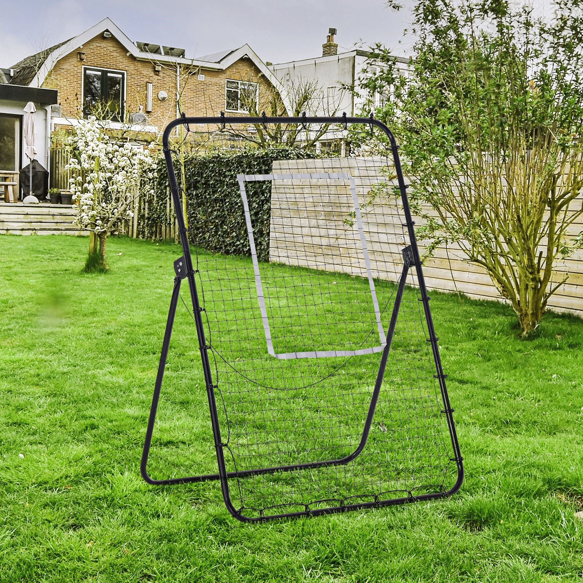 Easycomfort Rete da Calcio Rebounder Pieghevole with Bersaglio, Altezza e Angolazione Regolabili, Metallo e PE, 123x73x178.5cm, black