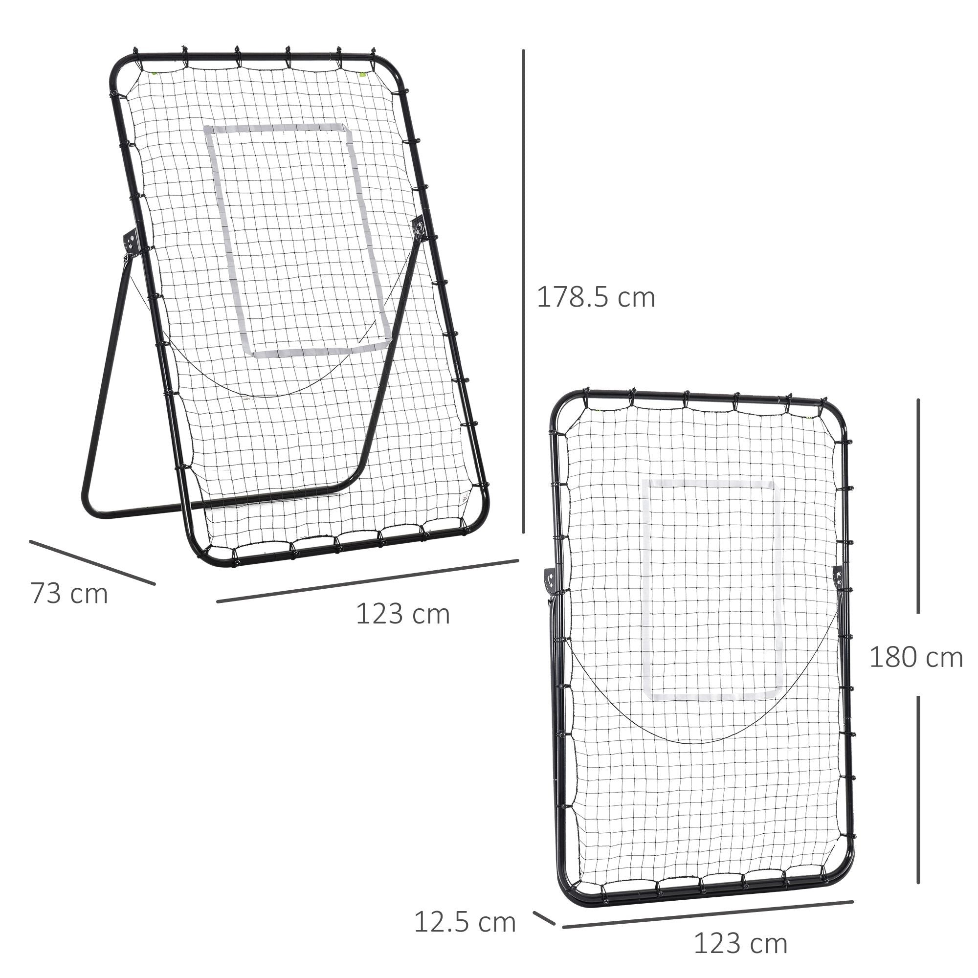 Easycomfort Rete da Calcio Rebounder Pieghevole with Bersaglio, Altezza e Angolazione Regolabili, Metallo e PE, 123x73x178.5cm, black