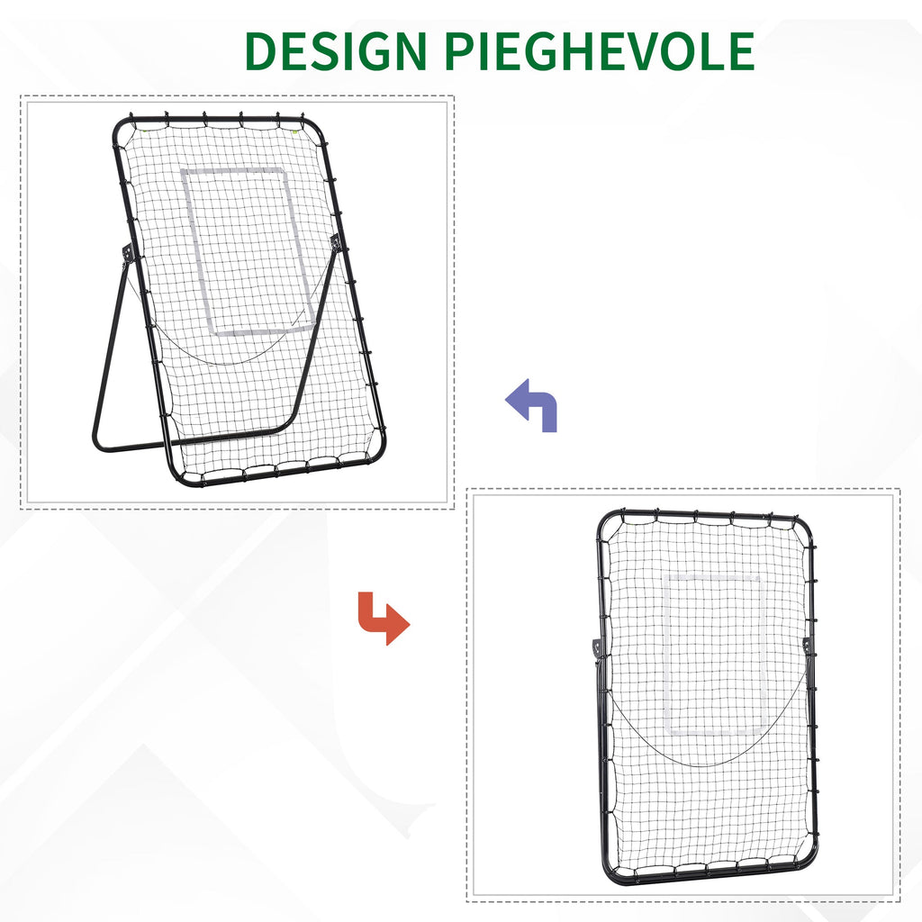 Easycomfort Rete da Calcio Rebounder Pieghevole with Bersaglio, Altezza e Angolazione Regolabili, Metallo e PE, 123x73x178.5cm, black