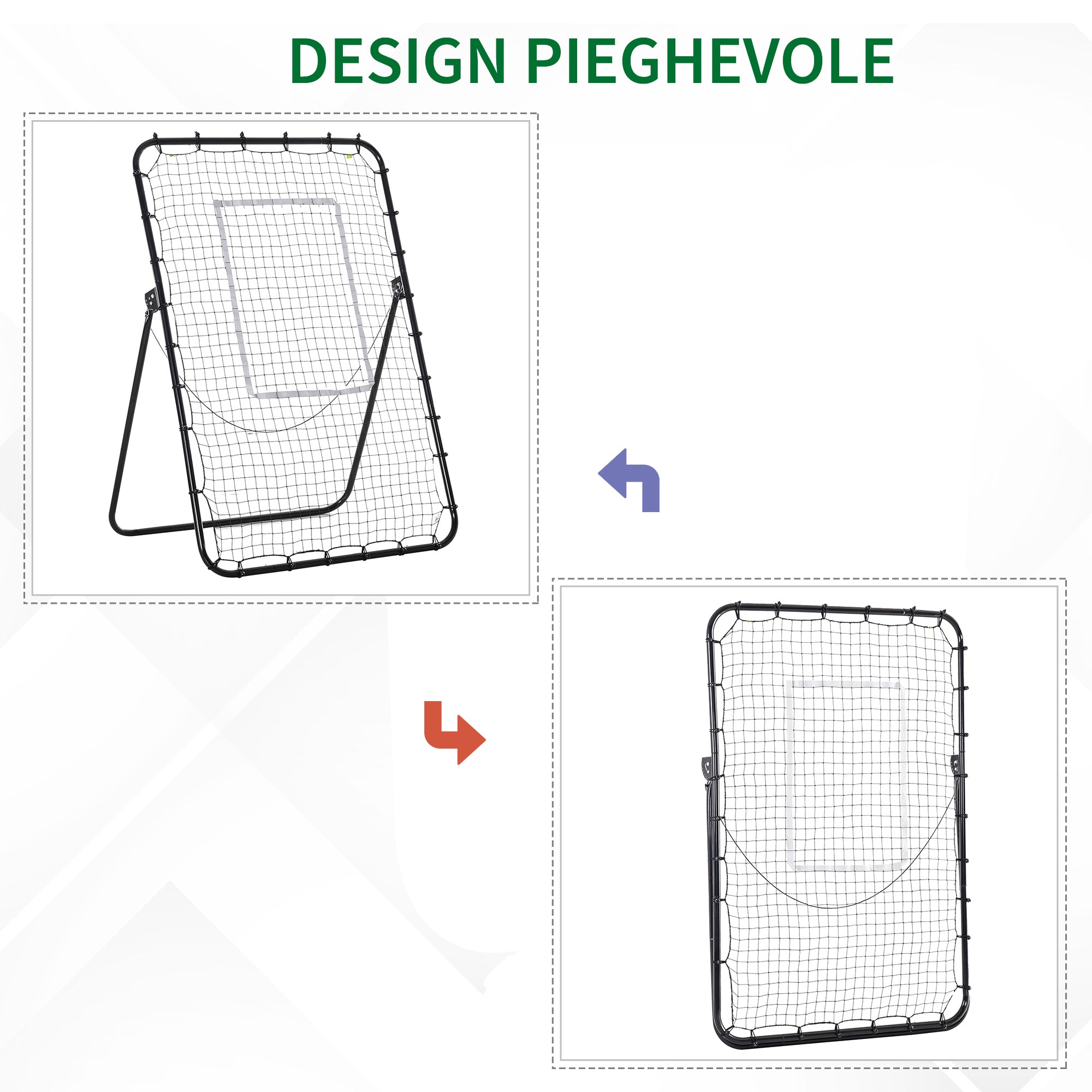 Easycomfort Rete da Calcio Rebounder Pieghevole with Bersaglio, Altezza e Angolazione Regolabili, Metallo e PE, 123x73x178.5cm, black