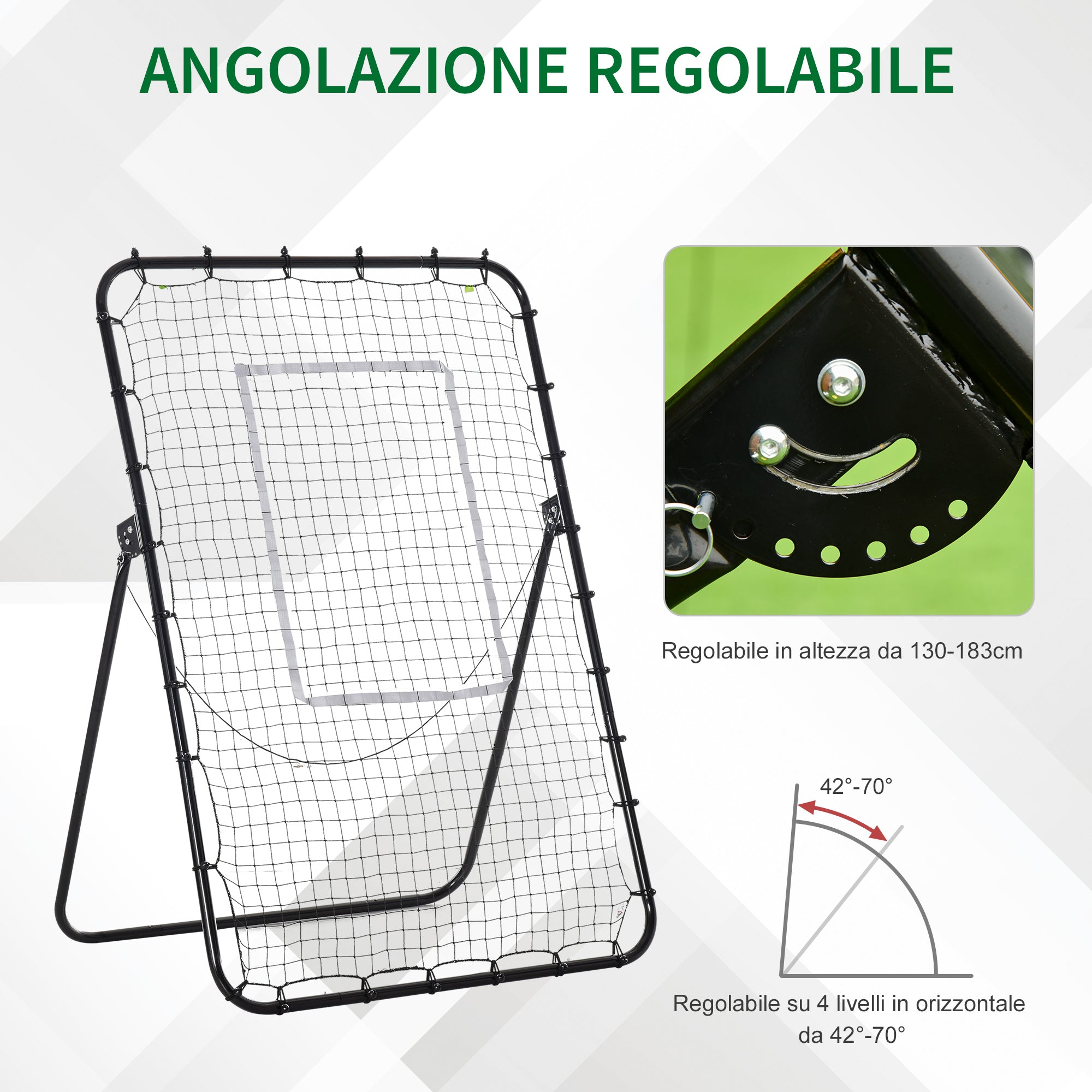 Easycomfort Rete da Calcio Rebounder Pieghevole with Bersaglio, Altezza e Angolazione Regolabili, Metallo e PE, 123x73x178.5cm, black