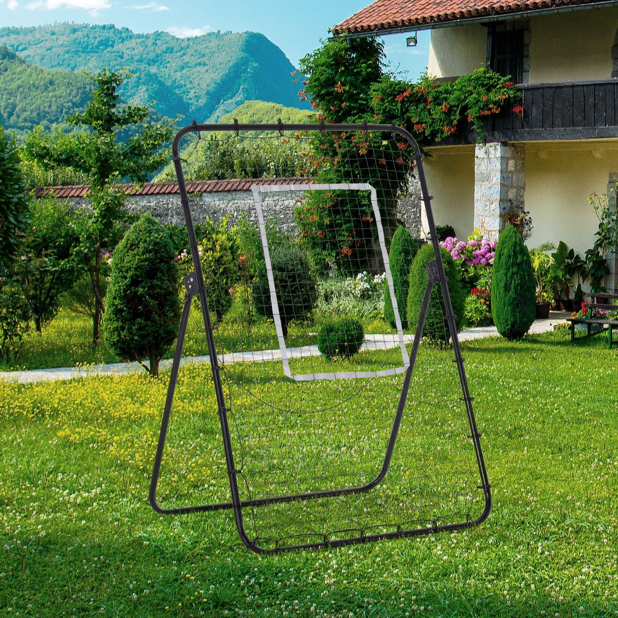 Easycomfort Rete da Calcio Rebounder Pieghevole with Bersaglio, Altezza e Angolazione Regolabili, Metallo e PE, 123x73x178.5cm, black