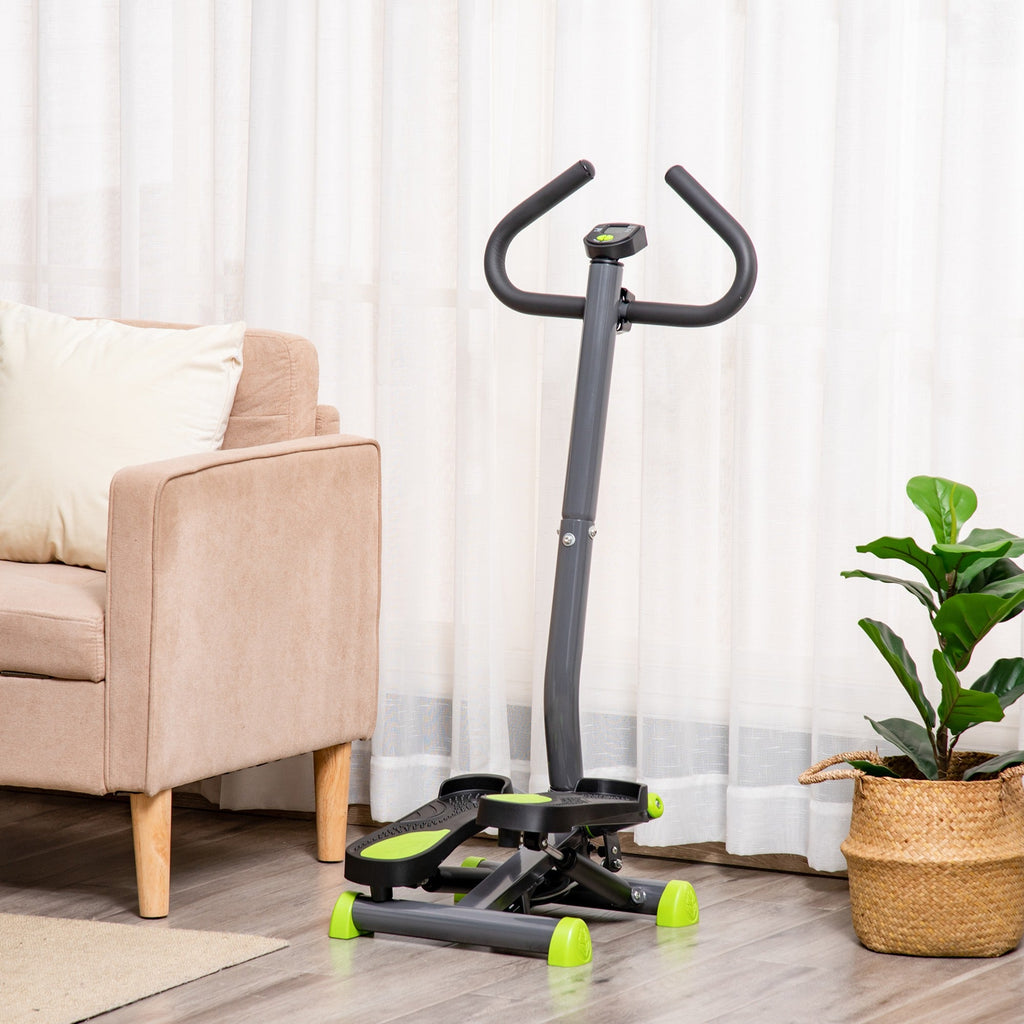 Easycomfort Stepper with Manubrio e Monitor LCD, Pedali Antiscivolo e Struttura in Acciaio e ABS, 55x44x108Acm, Grigio e Verde