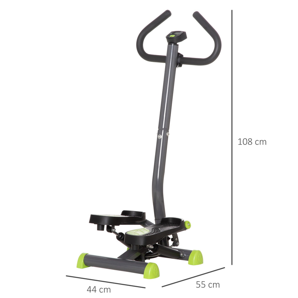 Easycomfort Stepper with Manubrio e Monitor LCD, Pedali Antiscivolo e Struttura in Acciaio e ABS, 55x44x108Acm, Grigio e Verde