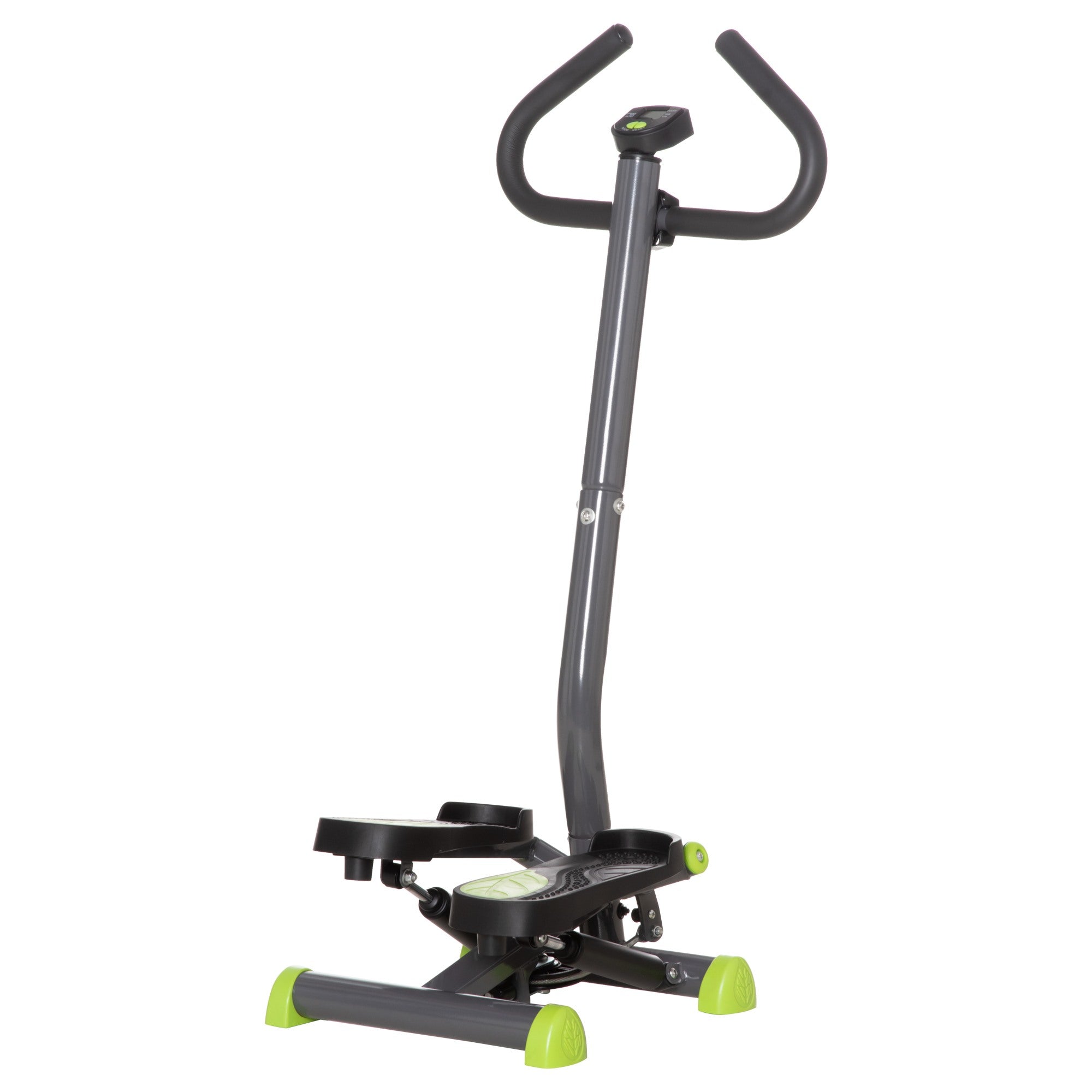 Easycomfort Stepper with Manubrio e Monitor LCD, Pedali Antiscivolo e Struttura in Acciaio e ABS, 55x44x108Acm, Grigio e Verde