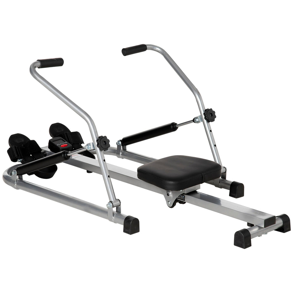 EASYCOMFORT Folding Rowing Machine, 4 Resistance Levels and Display, Steel and ABS, 129x70x70 cm