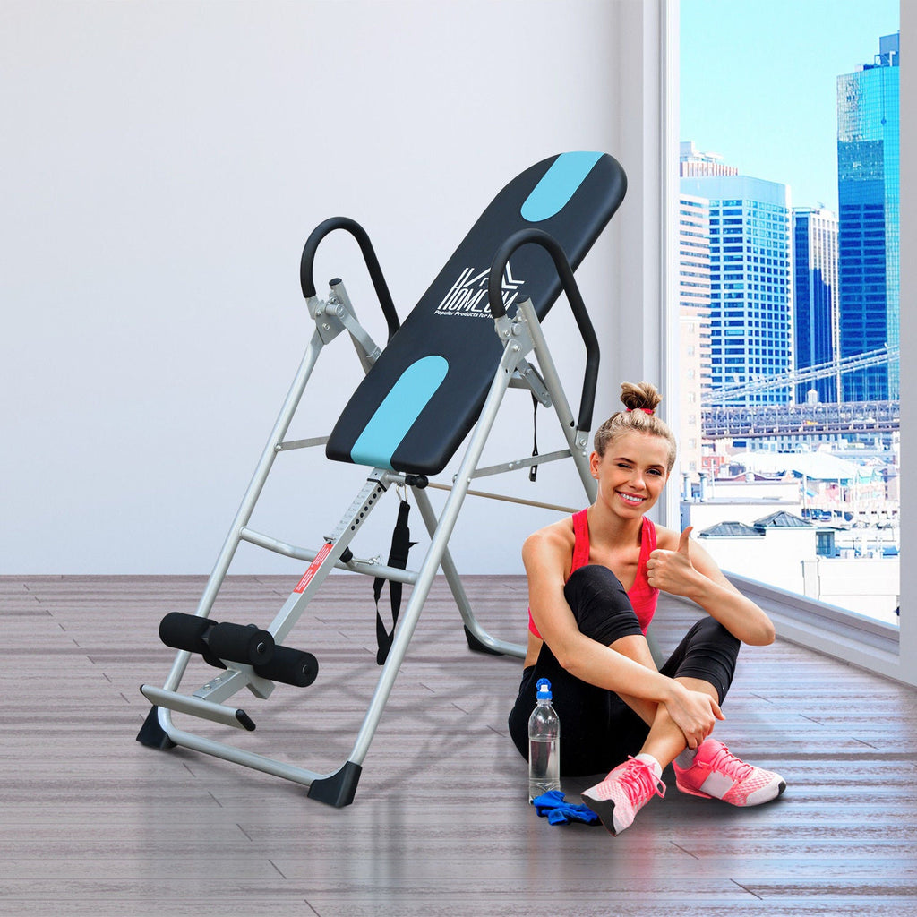 EASYCOMFORT Professional Padded Gravity Inversion Bench, Steel Inversion Table, 65x112-142x126cm