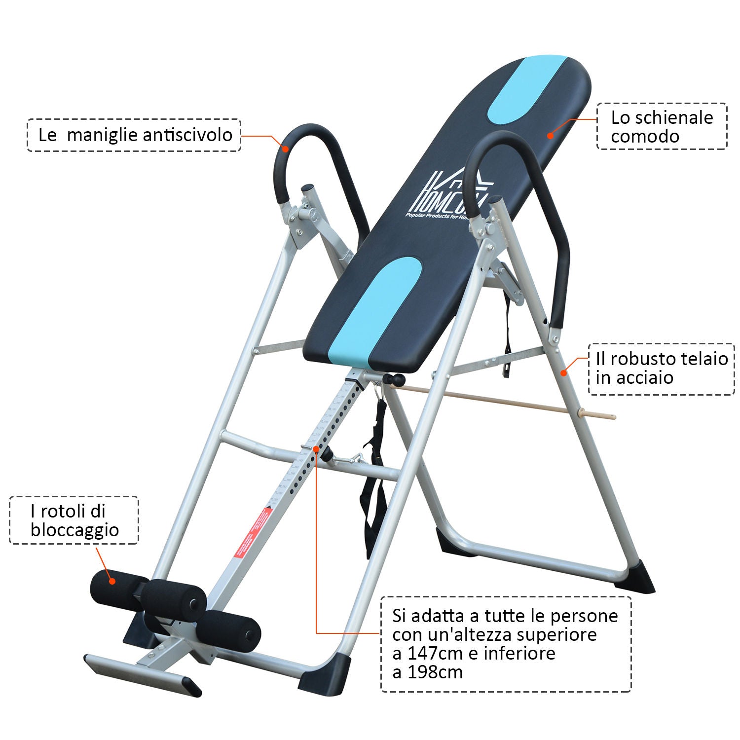 EASYCOMFORT Professional Padded Gravity Inversion Bench, Steel Inversion Table, 65x112-142x126cm