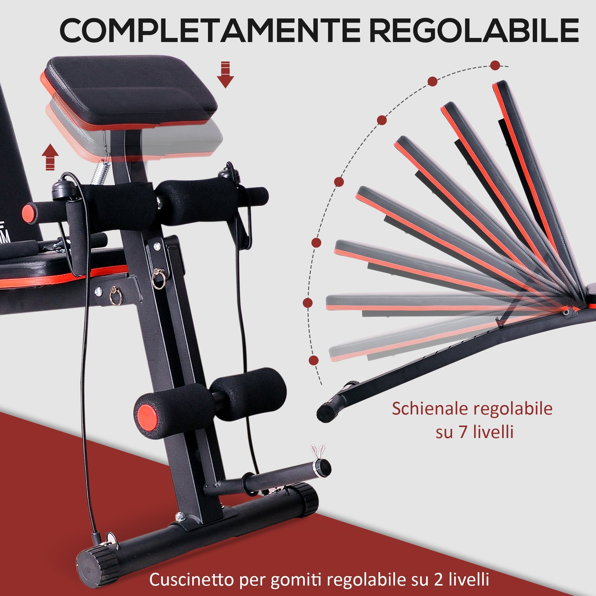 EASYCOMFORT Adjustable Multifunction Bench for Abs, Gym Weight Bench for Arm and Leg Training 54x160x106cm, Black and Red