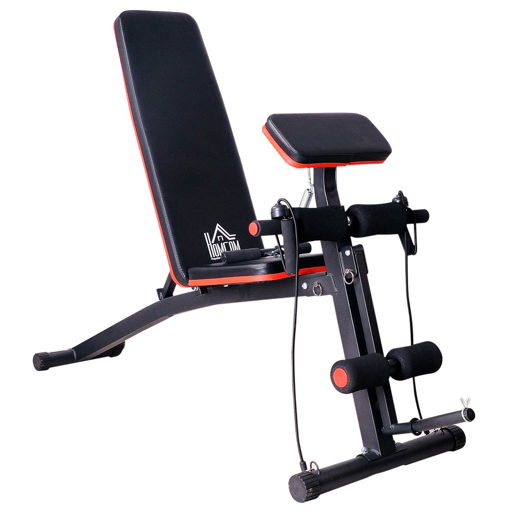 EASYCOMFORT Adjustable Multifunction Bench for Abs, Gym Weight Bench for Arm and Leg Training 54x160x106cm, Black and Red