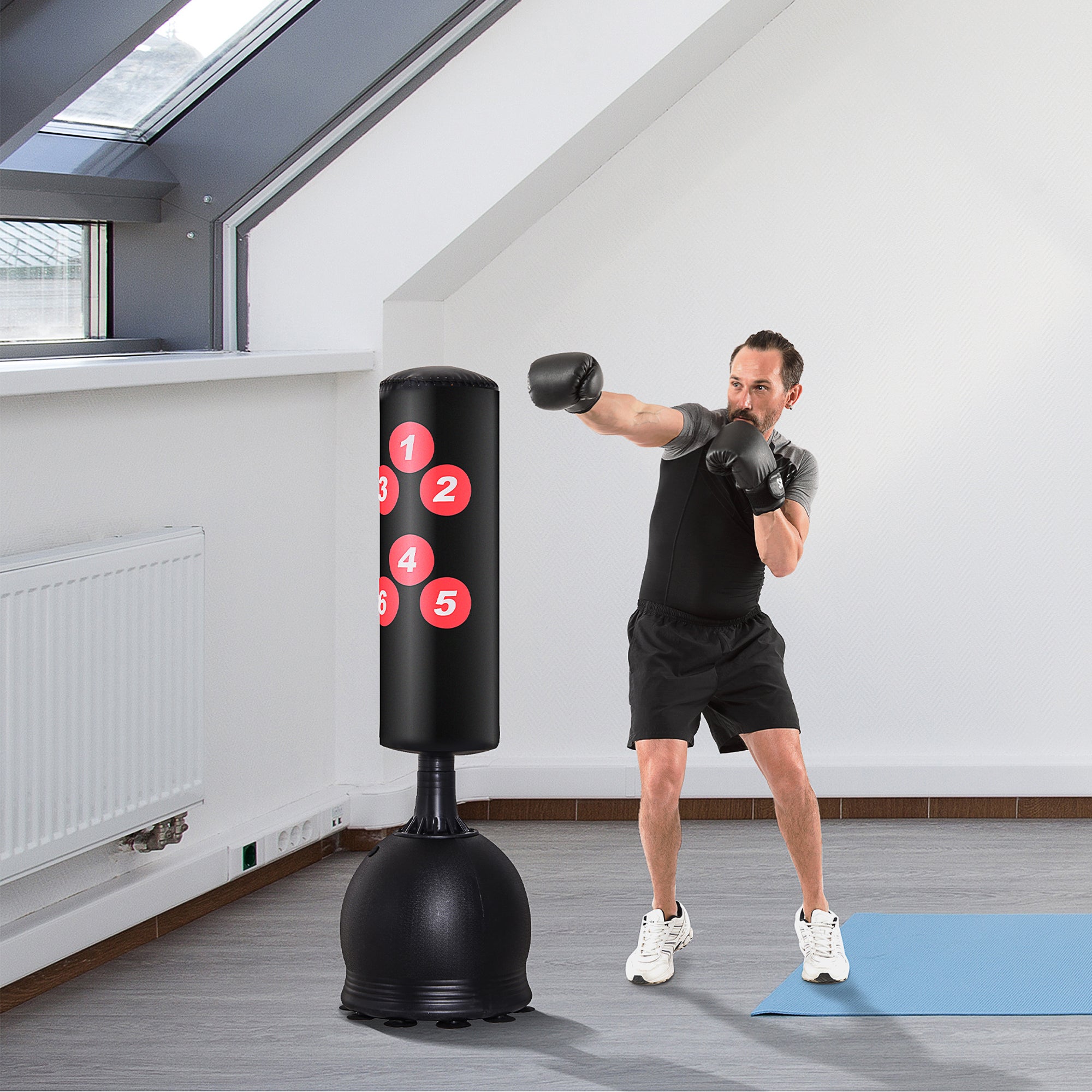 EASYCOMFORT Floor Punching Bag, Punching Bag for Adults and Children, Fit Boxing Martial Arts (50x50x165cm)