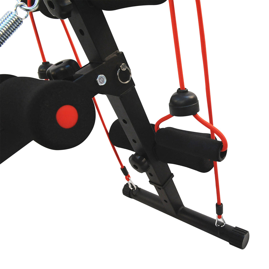 Easycomfort Panca Multifunzione per Allenamento a Casa, Panca Addominali Inclinazione with Vogatore a molla e Schienale Regolabile e 2 Corde Elastiche, 55.5 x 137.5 cm black