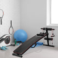 Easycomfort Panca Multifunzione per Allenamento a Casa, Panca Addominali Inclinazione with Vogatore a molla e Schienale Regolabile e 2 Corde Elastiche, 55.5 x 137.5 cm black
