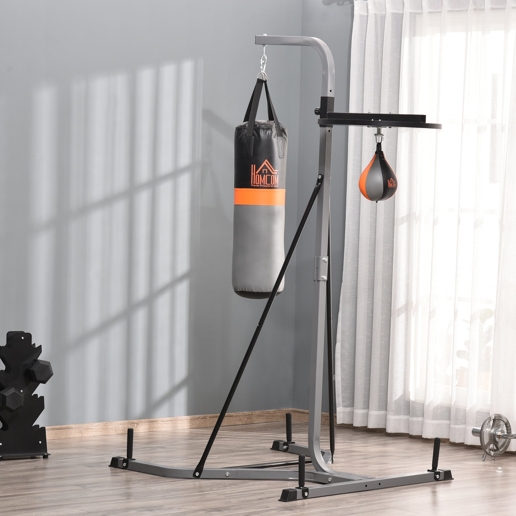 Easycomfort Stazione Multiuso Regolabile with Sacco da Boxe 20kg e Punching Ball per Allenamento Pugilato