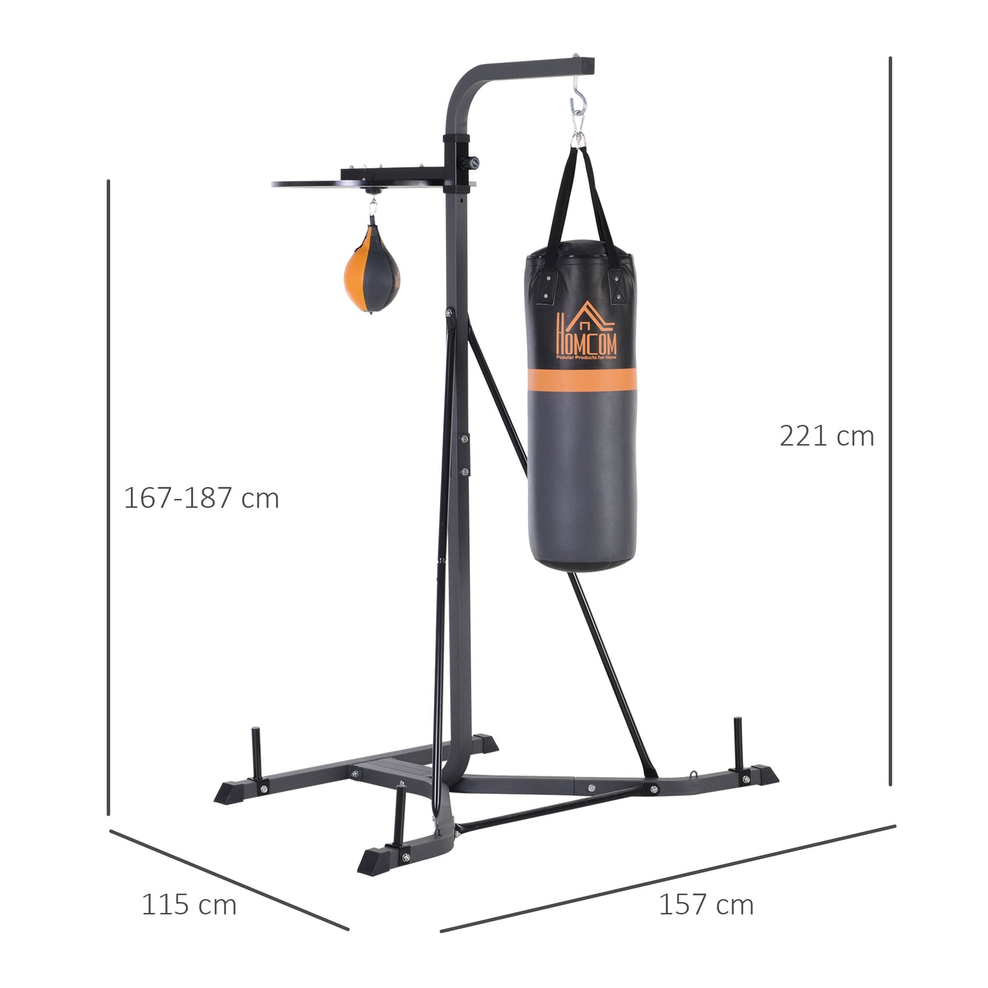 Easycomfort Stazione Multiuso Regolabile with Sacco da Boxe 20kg e Punching Ball per Allenamento Pugilato
