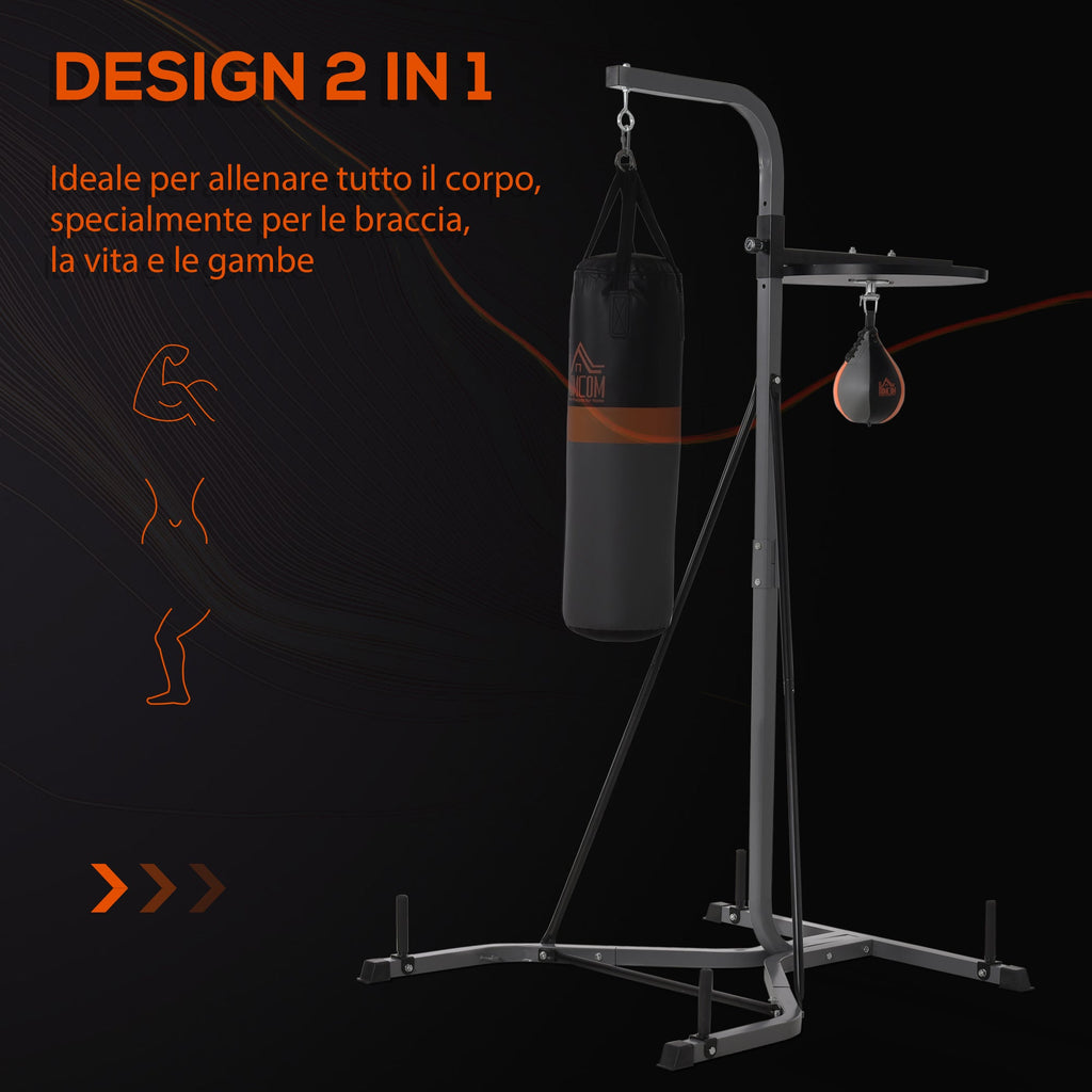 Easycomfort Stazione Multiuso Regolabile with Sacco da Boxe 20kg e Punching Ball per Allenamento Pugilato