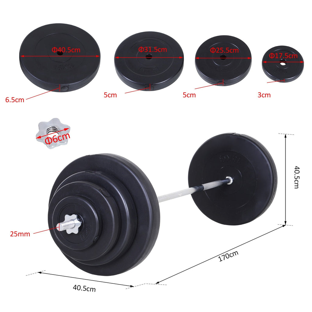 Easycomfort Set Bilanciere e Dischi 70kg, 8 Dischi Pesi Rivestiti in Plastica e Barra in Ferro, 170x40.5x40.5cm black