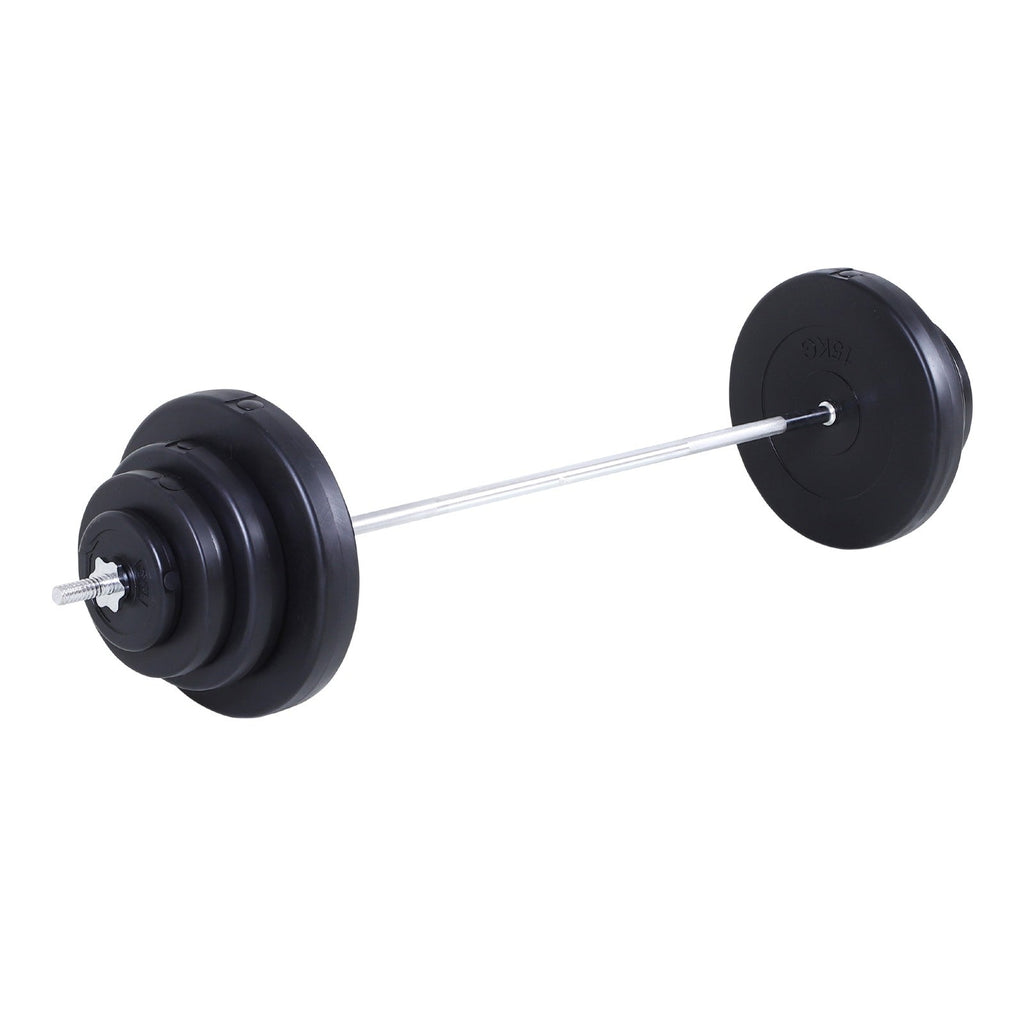 Easycomfort Set Bilanciere e Dischi 70kg, 8 Dischi Pesi Rivestiti in Plastica e Barra in Ferro, 170x40.5x40.5cm black
