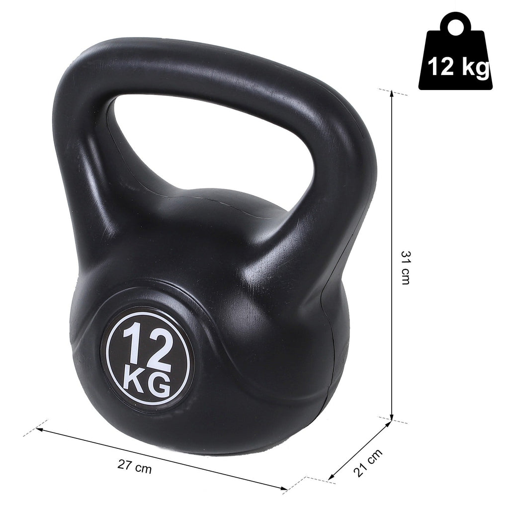 Easycomfort Kettlebell da 12 kg per Sport e Fitness in PVC with Sabbia e Maniglia Liscia Anti-Sfregamento