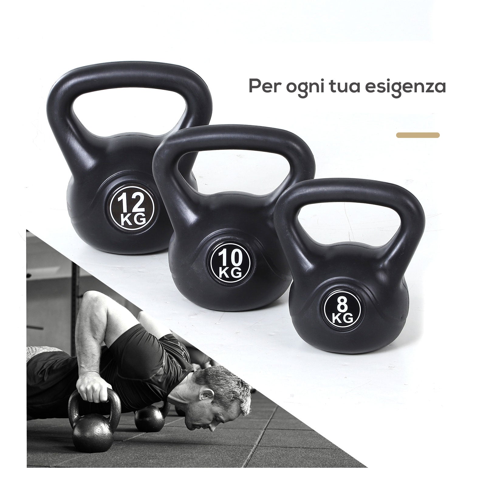 Easycomfort Kettlebell da 12 kg per Sport e Fitness in PVC with Sabbia e Maniglia Liscia Anti-Sfregamento