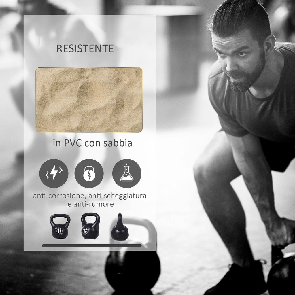 Easycomfort Kettlebell da 12 kg per Sport e Fitness in PVC with Sabbia e Maniglia Liscia Anti-Sfregamento