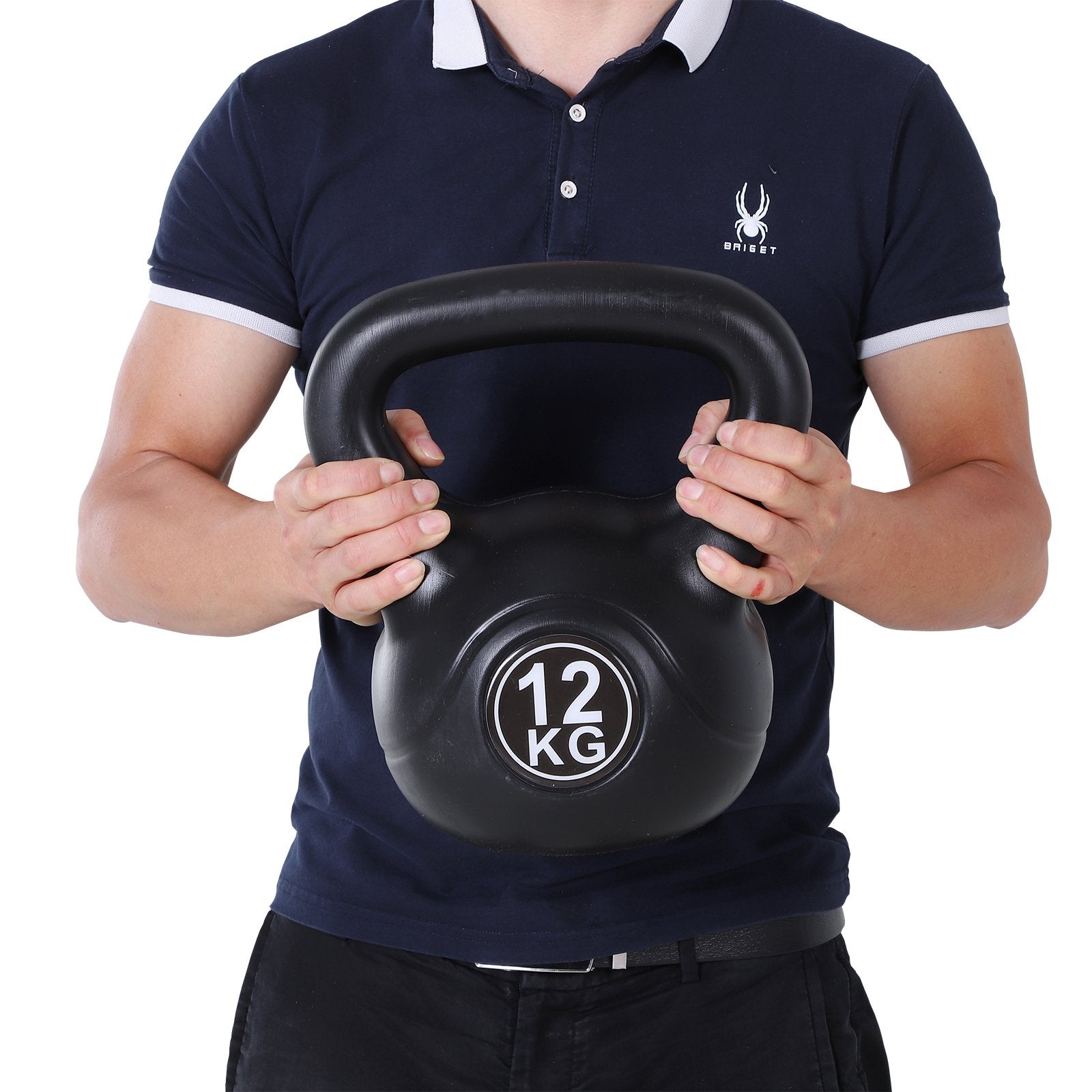 Easycomfort Kettlebell da 12 kg per Sport e Fitness in PVC with Sabbia e Maniglia Liscia Anti-Sfregamento