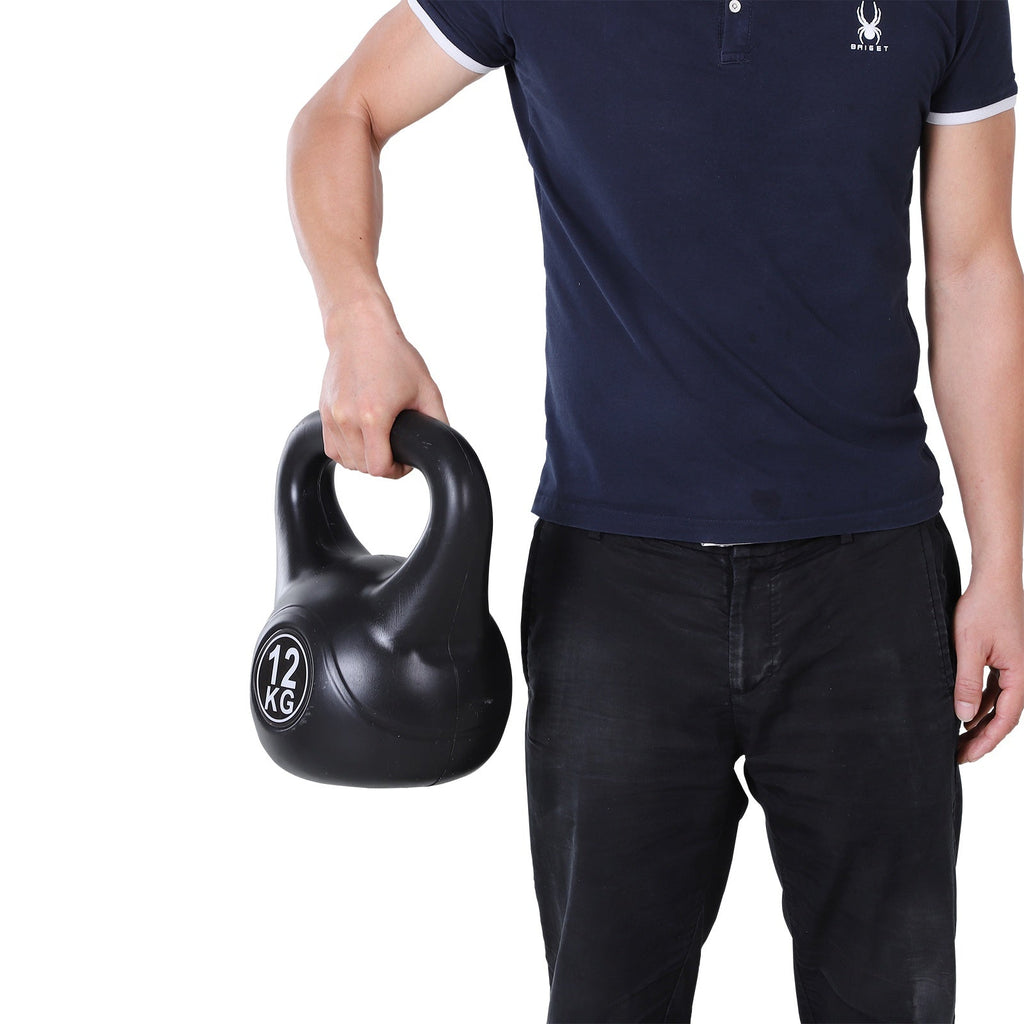 Easycomfort Kettlebell da 12 kg per Sport e Fitness in PVC with Sabbia e Maniglia Liscia Anti-Sfregamento