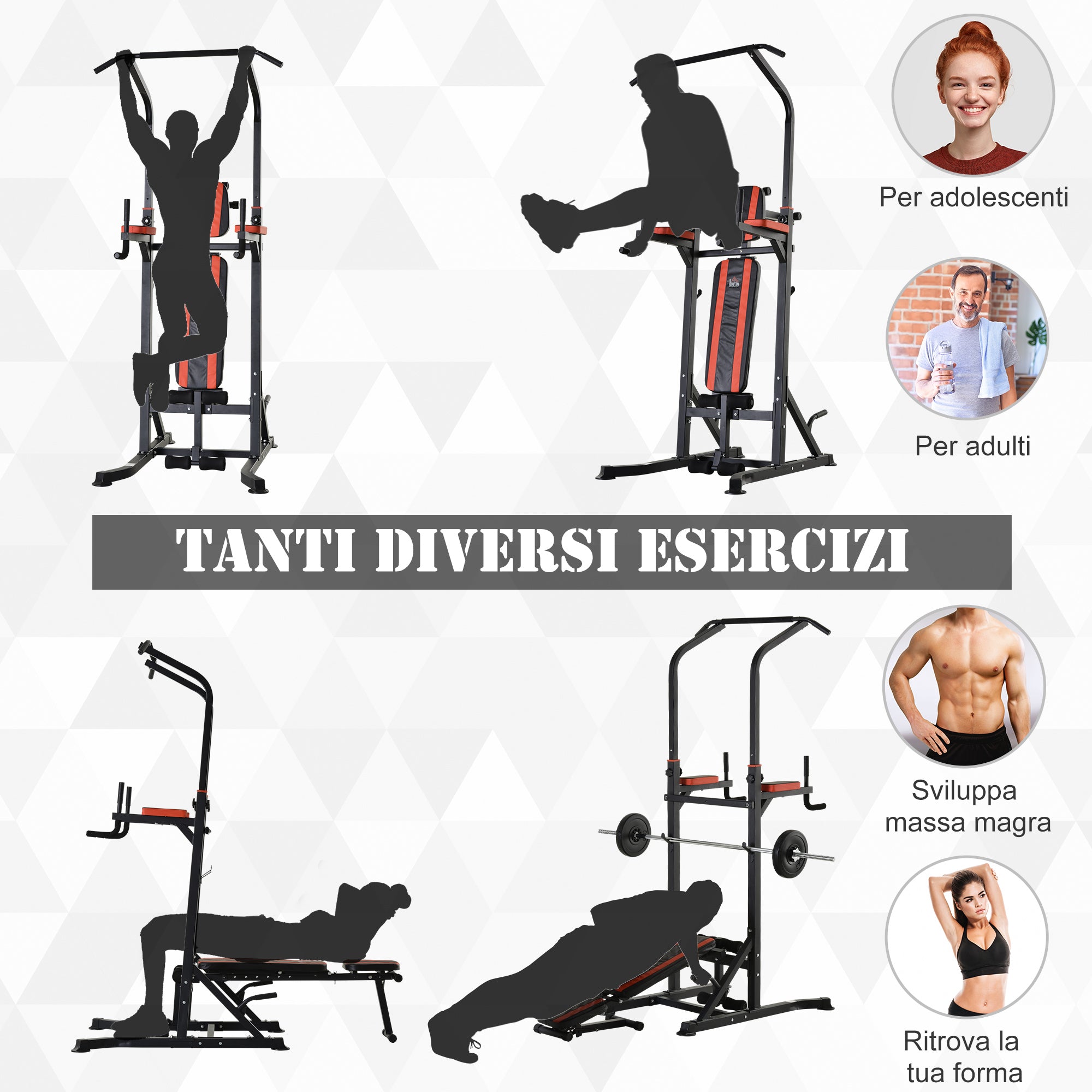 EasyComfort Foldbare multifunctionele trainingstoren met optrekstang