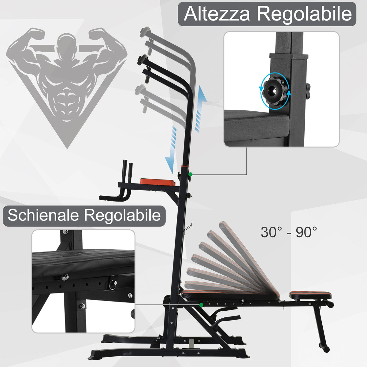 EasyComfort Foldbare multifunctionele trainingstoren met optrekstang