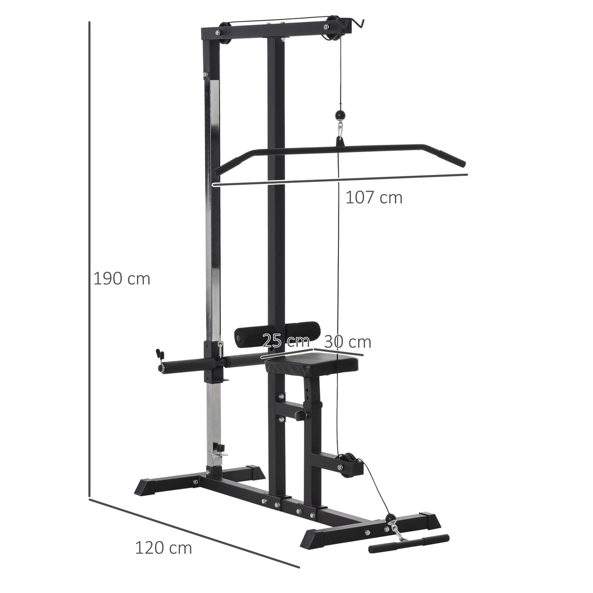 EasyComfort fitnessstation met verstelbare kabel en bank 107x120x190 cm