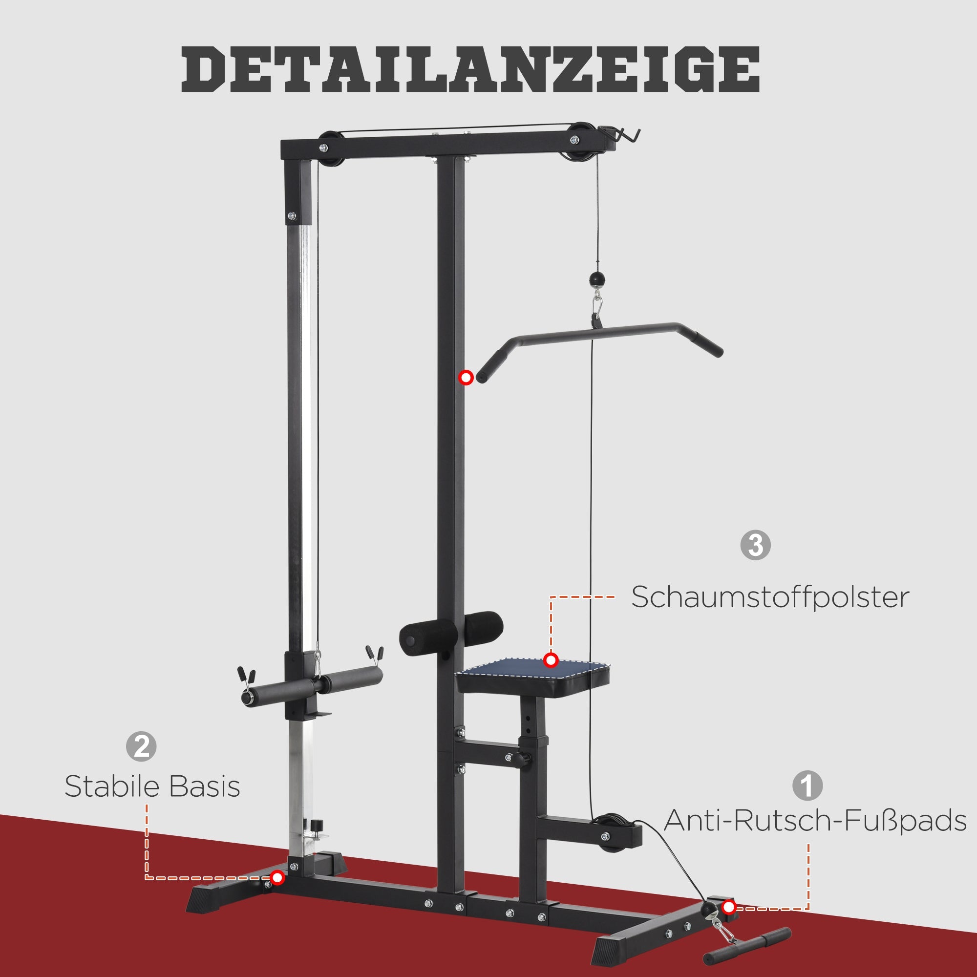 EasyComfort fitnessstation met verstelbare kabel en bank 107x120x190 cm