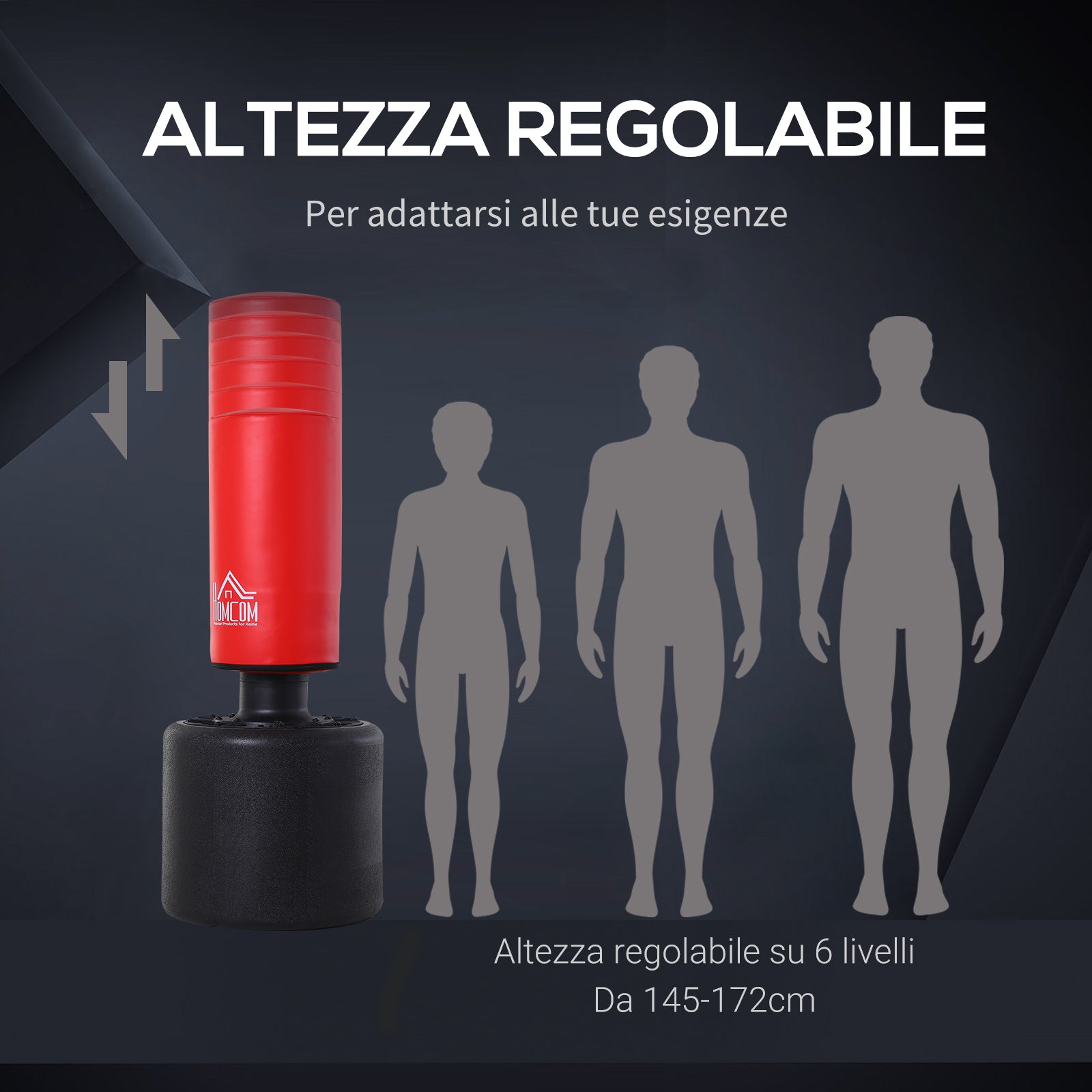 EASYCOMFORT Floor Punching Bag Adjustable Height 145-172cm with Fillable Base
