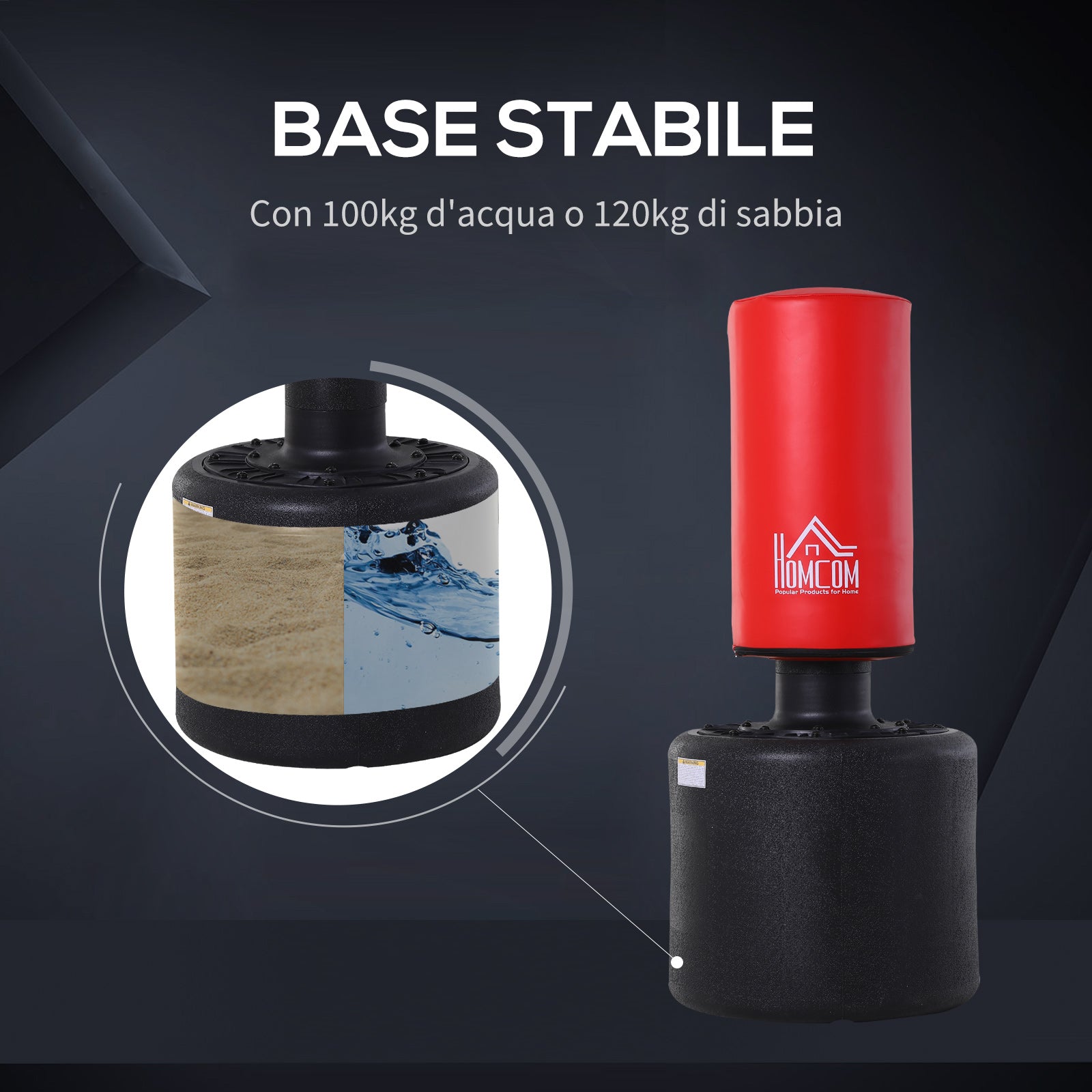 EASYCOMFORT Floor Punching Bag Adjustable Height 145-172cm with Fillable Base