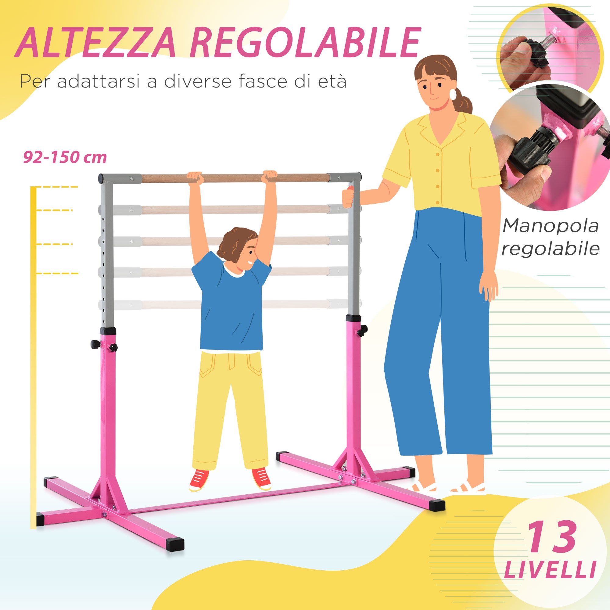 EasyComfort Turnrek verstelbaar 92–150 cm voor kinderen, max. 75 kg