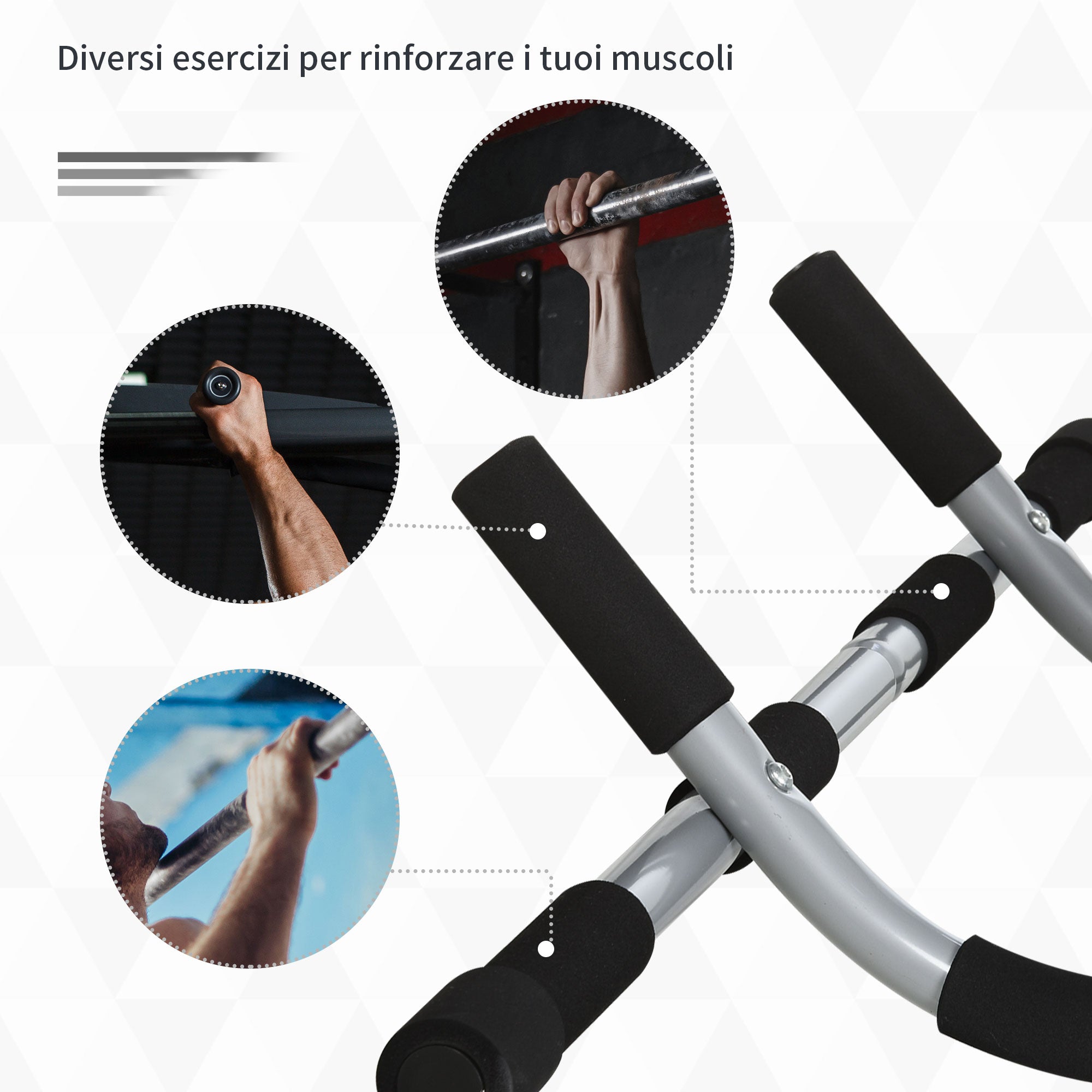 Easycomfort Barra per Trazioni a Pressione per Porta, Installazione senza Viti e Telaio in Tubi di Acciaio, Peso max: 110 kg