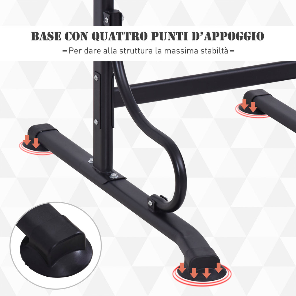 Easycomfort Barra per Trazioni Power Tower Stazione Fitness Multifunzione with Altezza Regolabile 171-219cm black Rosso