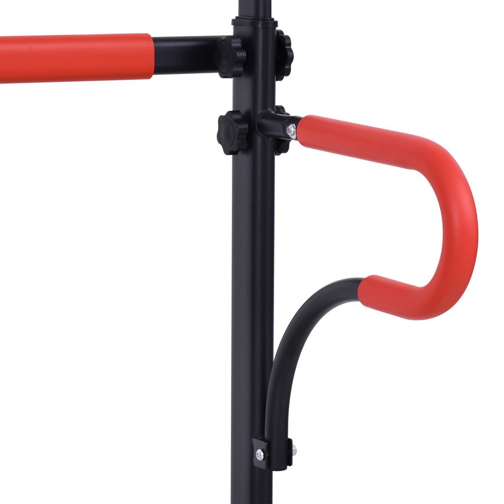 Easycomfort Barra per Trazioni Power Tower Stazione Fitness Multifunzione with Altezza Regolabile 171-219cm black Rosso
