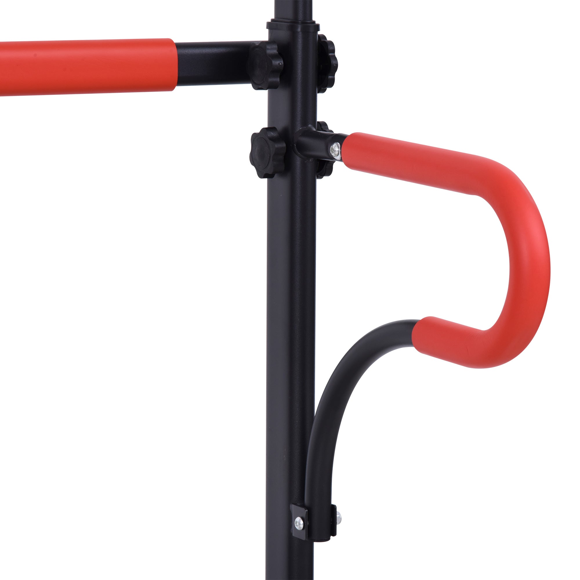 Easycomfort Barra per Trazioni Power Tower Stazione Fitness Multifunzione with Altezza Regolabile 171-219cm black Rosso