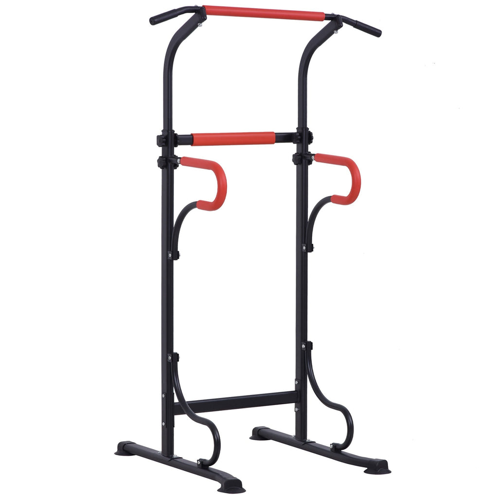Easycomfort Barra per Trazioni Power Tower Stazione Fitness Multifunzione with Altezza Regolabile 171-219cm black Rosso