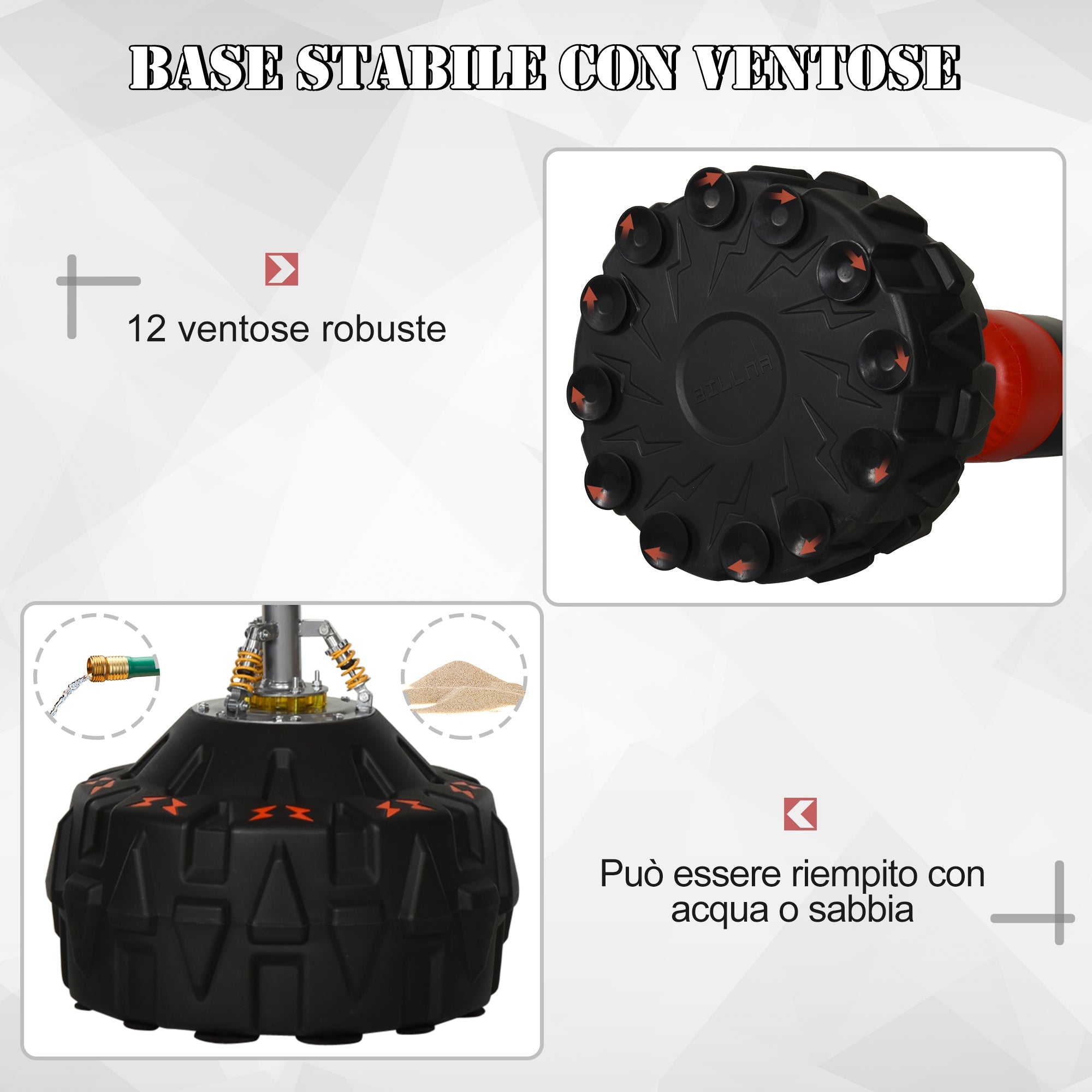 Easycomfort Sacco Boxe da Terra with Supporto per Allenamento Professionale a Casa o in Palestra, black e Rosso, ?60 x 180 cm