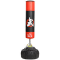 Easycomfort Sacco Boxe da Terra with Supporto per Allenamento Professionale a Casa o in Palestra, black e Rosso, ?60 x 180 cm
