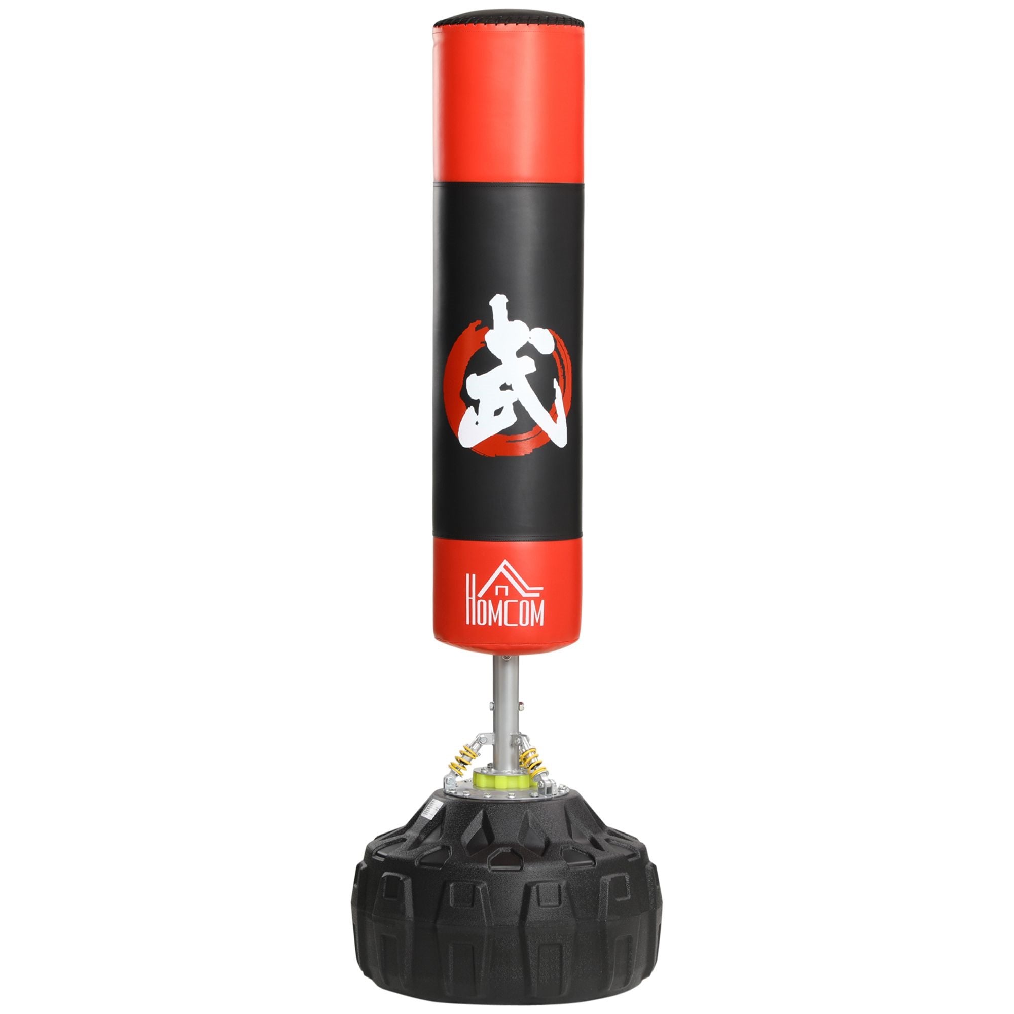 Easycomfort Sacco Boxe da Terra with Supporto per Allenamento Professionale a Casa o in Palestra, black e Rosso, ?60 x 180 cm