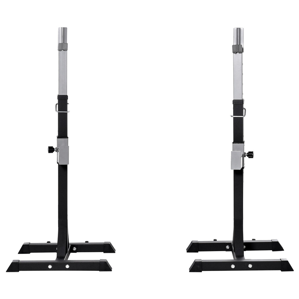 EASYCOMFORT Set of 2 Steel Barbell Racks, 2 Hooks with Adjustable Height, Capacity 150kg, 55x57x105-170cm, Black