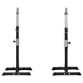 EASYCOMFORT Set of 2 Steel Barbell Racks, 2 Hooks with Adjustable Height, Capacity 150kg, 55x57x105-170cm, Black
