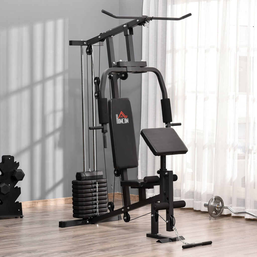 Easycomfort Stazione Fitness Multifunzione per Allenamento a Casa e Professionale in Acciaio, 148x108x207 cm, black