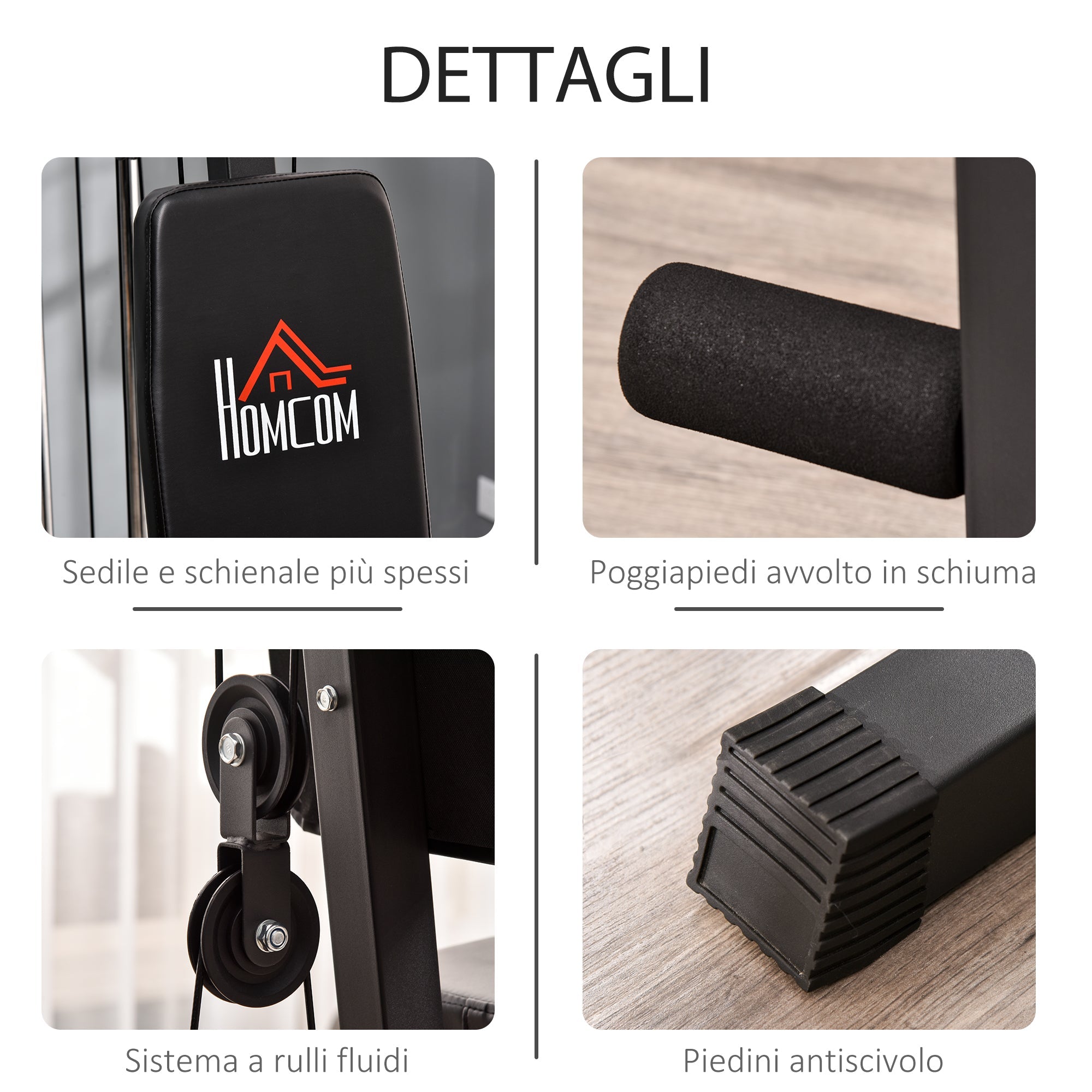 Easycomfort Stazione Fitness Multifunzione per Allenamento a Casa e Professionale in Acciaio, 148x108x207 cm, black