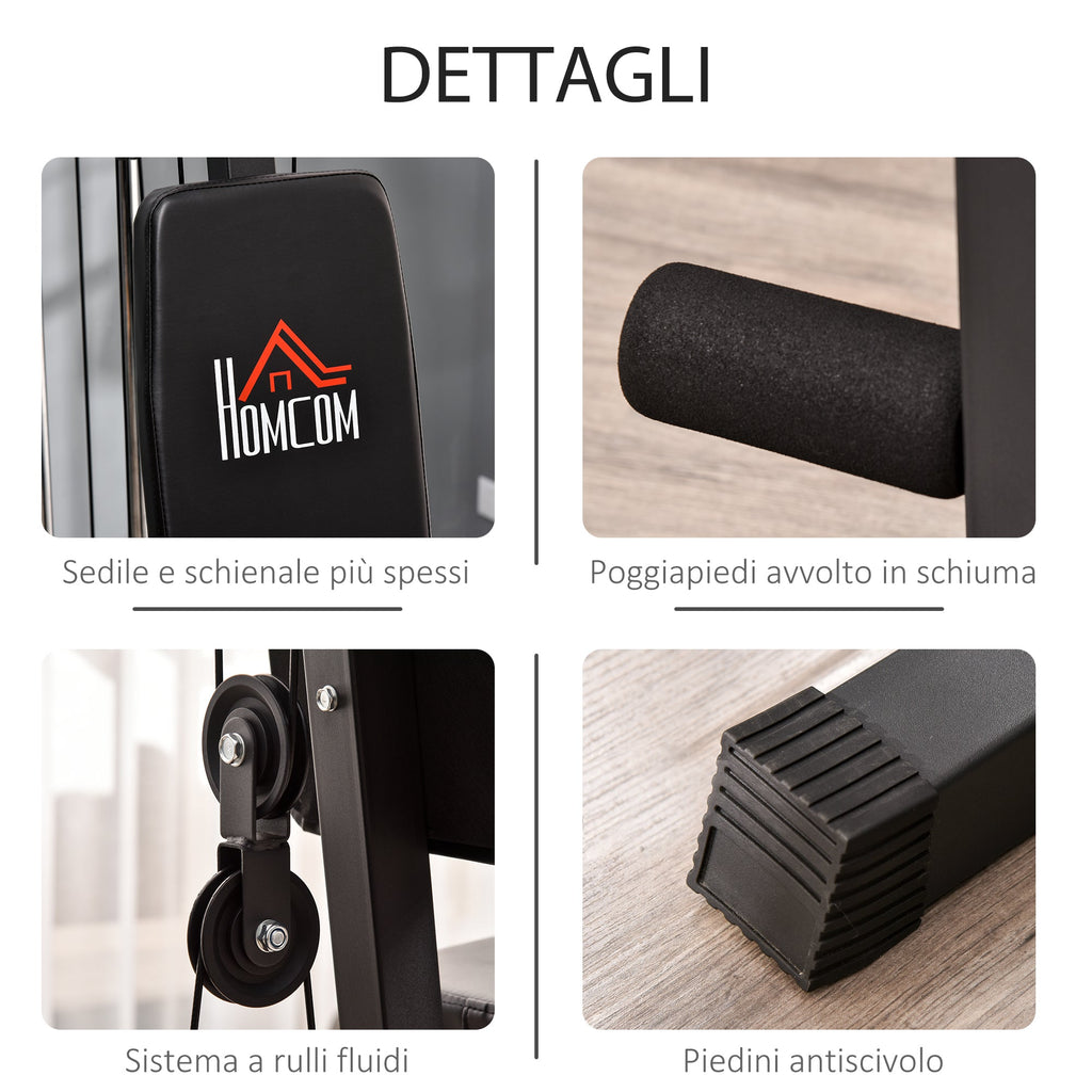 Easycomfort Stazione Fitness Multifunzione per Allenamento a Casa e Professionale in Acciaio, 148x108x207 cm, black