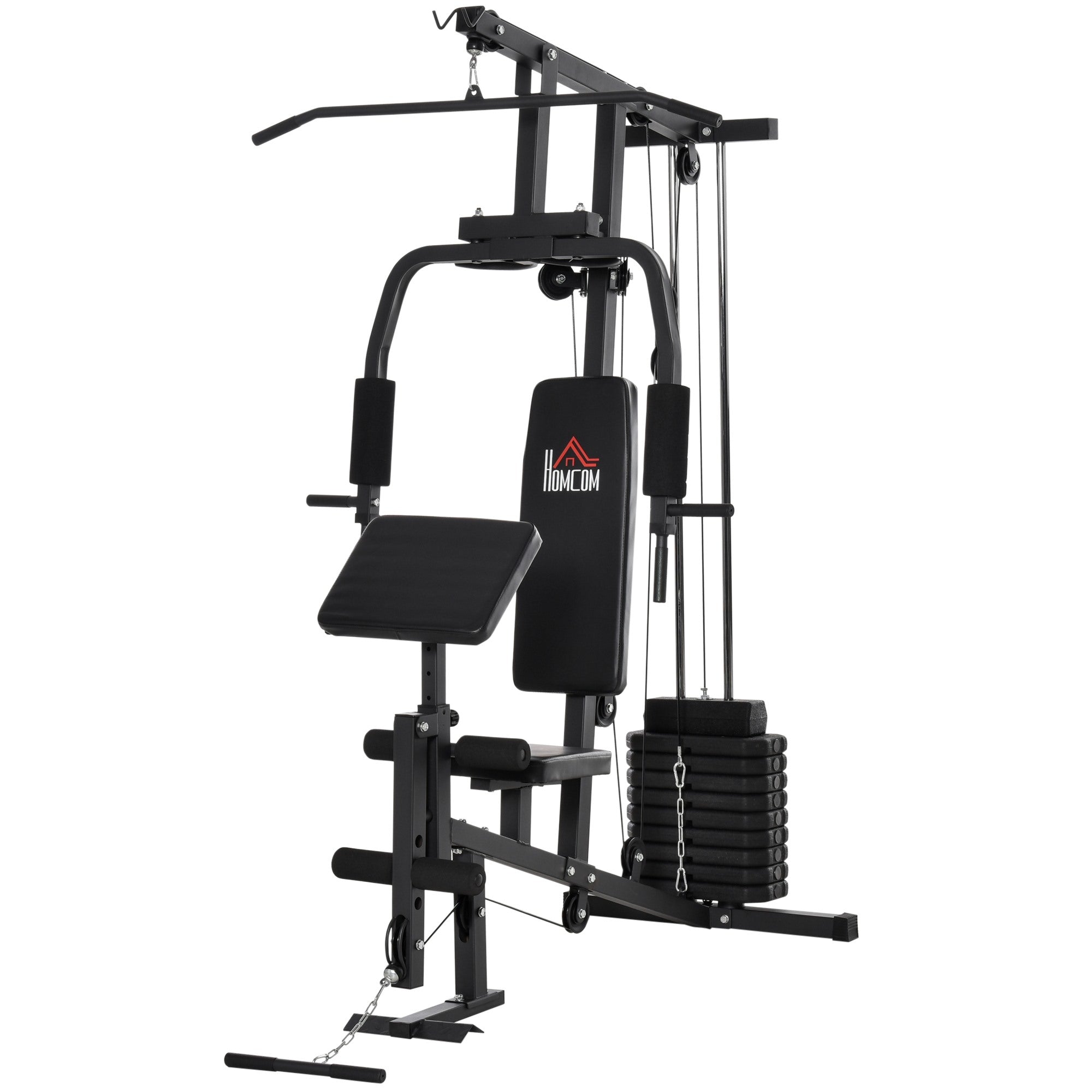 Easycomfort Stazione Fitness Multifunzione per Allenamento a Casa e Professionale in Acciaio, 148x108x207 cm, black